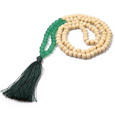 Lucky Green Mala Meditation Necklace - Tree Treasures